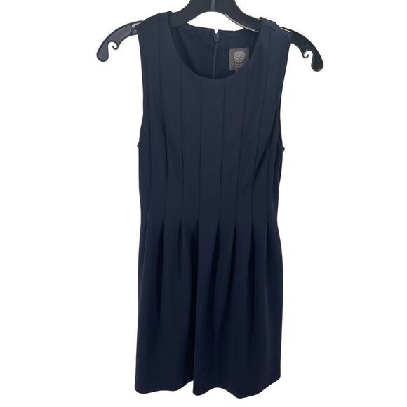Vince Camuto Women's Fit and Flare Pleated Mini Dress Size 4 navy blue - Picture 1 of 9